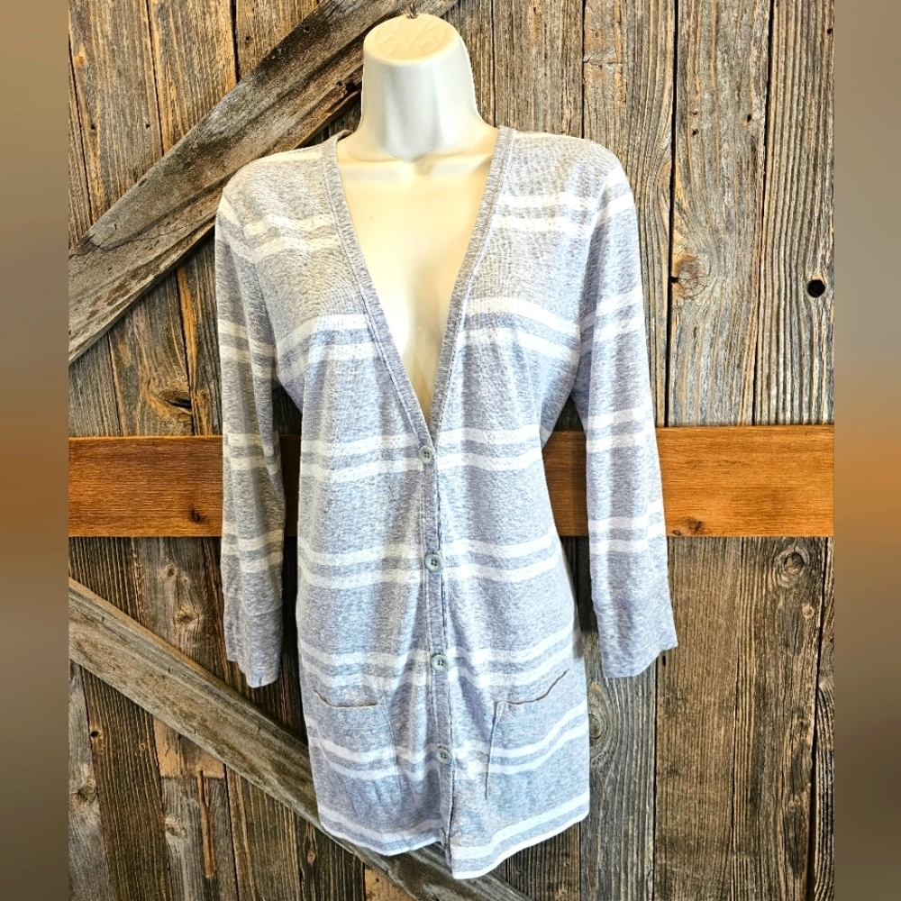 Gap Womens Long Sleeve Button Front Tan Cotton Cardigan Size MT TALL Pockets ^